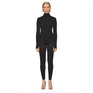 Black Turtleneck Long Sleeve Full Seamless ECO Bodysuit