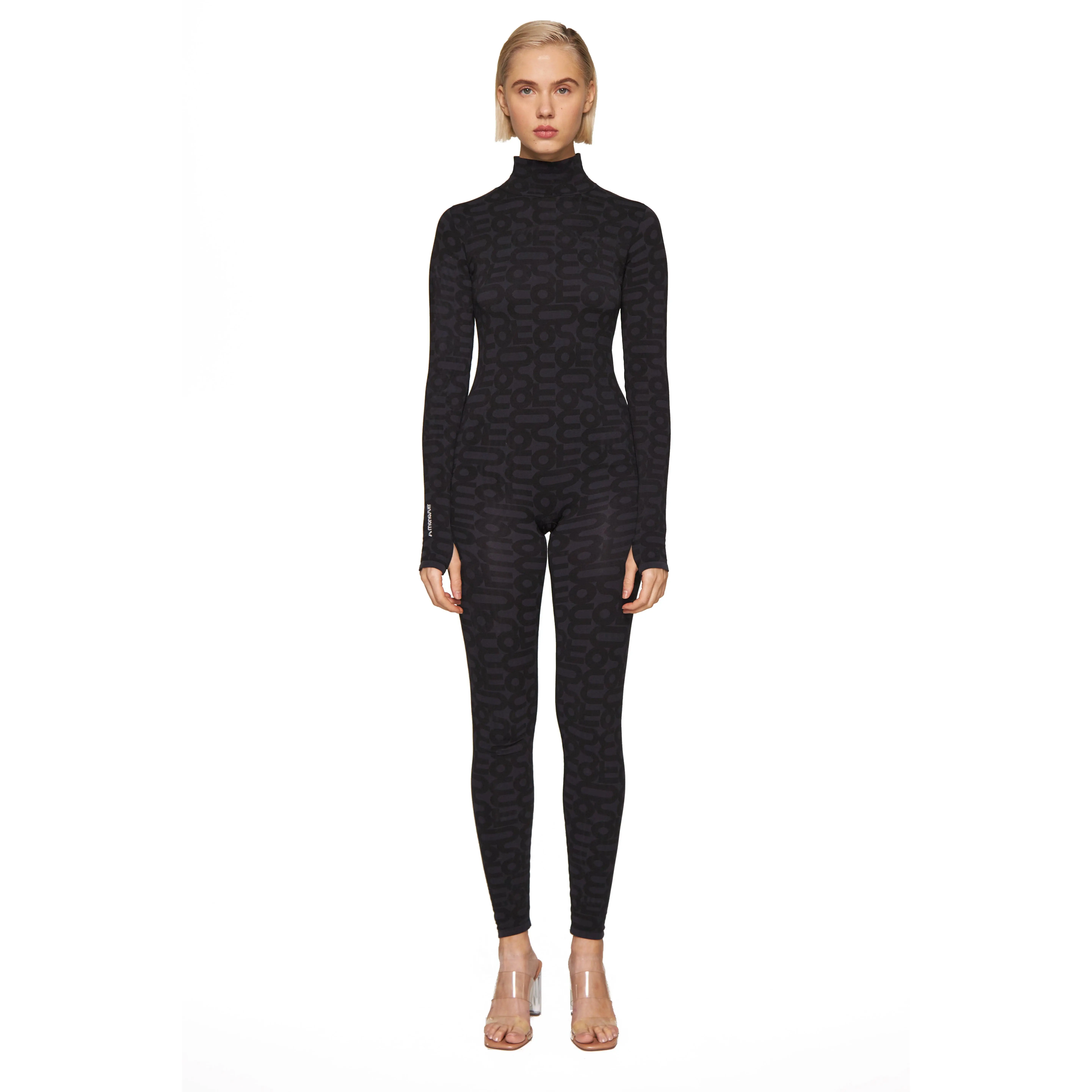 Black Turtleneck Long Sleeve Full Seamless ECO Bodysuit