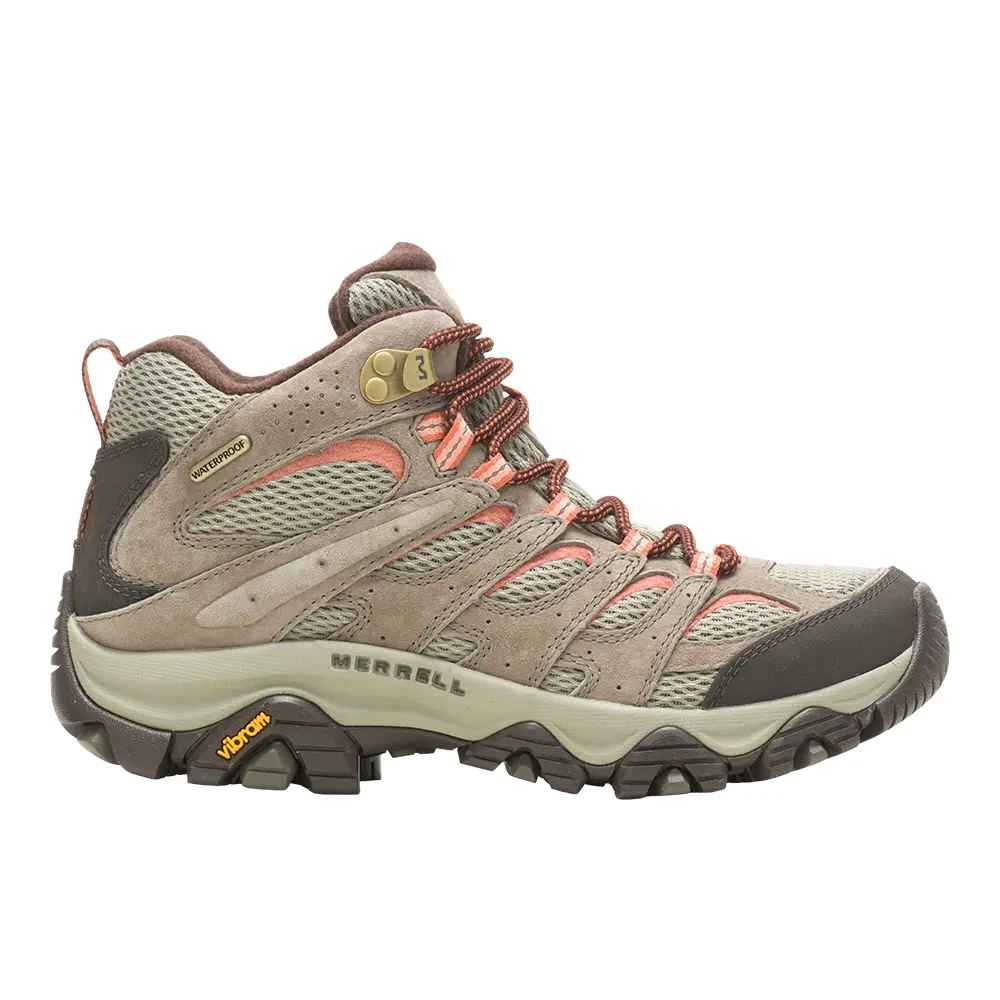 Merrell Womens Moab 3 Mid Lace Up Hiking Hiking Casual Boots Ankle Low Heel 1-2" - Brown