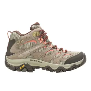 Merrell Womens Moab 3 Mid Waterproof Hiking Hiking Casual Boots Ankle Low Heel 1-2" - Brown