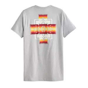 Pendleton Men's Chief Joseph Graphic Tee - Solid Athletic Grey/Multi, Fitted, Short-Sleeve Round Neck, Soft, Small, 100% Cotton, Casual Summer, Medium Length, Heritage Menswear Collection