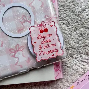 Coquette Kindle Grip Bookish Phone Grip Pink Cherry Magnetic Kobo Holder Kindle Accessories Bookish Merch Birthday Gift for Book Lover