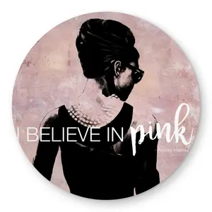 Begin Home Decor C1COAR550U0HKW 5 x 5 ft. I Believe in Pink Figurative Bedroom Round Outdoor Rug - Decor