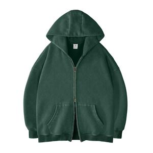 FAIABLE Unisex Oversized Zip-Up Hoodie in Acid Wash Heavyweight Cotton Fleece with Oversized Pockets & Stretch Ribbed Cuffs for Men & Women Casual Sweatshirt