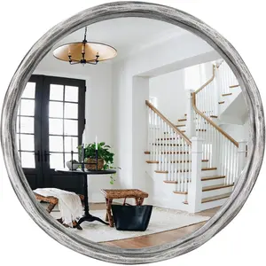 12" Antique  Round Convex Mirror, Small Circle Wall Mirror with Thick Metal Framed, Hand-Forged Round Decorative Wall Mirrors for Bathroom,