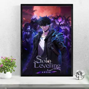 Jinwoo Sung Solo Leveling Anime Poster Under the Blood Moon Dark Energy, Home Decor, Wall Art