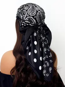 Women's Polka Dot Print Square Scarf, Paisley Print Scarf, Fashionable Soft Comfortable Scarf for Daily Wear, Casual Versatile Scarf for Women & Girls