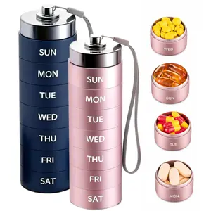 7-Day Metal Travel Pill Organizer, Portable 7-Times Vitamin Organizer Stackable,Waterproof 1 Times A Day Pill Box, Large PillContainer, Daily Medicine Organizer for Vitamin,Fish Oil, Supplement Healthcare Aid, deals for you,summer wins