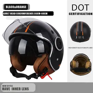 Motorcycle electric scooter helmet, three-quarters helmet, one size fits all, male and female universal dual lens fashion