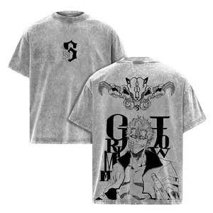 Vintage Grimmjow Graphic Tee - Heavy Cotton Washed Oversized Shirt | Retro Anime Streetwear T-Shirt for Men & Women | Y2K Aesthetic 90s Graphic American Casual Short Sleeve Tee | Premium Soft Cotton Classic Unisex T-Shirt for Daily, Gym & Streetwear
