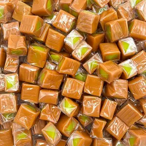 Caramel Cubes Candy with Green Apple Filling Individually Wrapped Soft Chewy Caramels Bulk 1 lb Bag Approx. 75 Pieces Sweet & Tart Caramel Candy for Halloween Parties Candy Bowls & Gifts