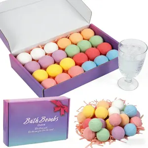 iHave Bath Bombs for Kids and Women – 24PCS Mini Bath Bombs Skin Care Gift Set with 8 Scents, Natural Essential Oils & Shea Butter for Relaxing Bubble Baths, Lemon Rose Eucalyptus Lavender – Ultimate Spa Experience & Perfect Holiday Gifts - A