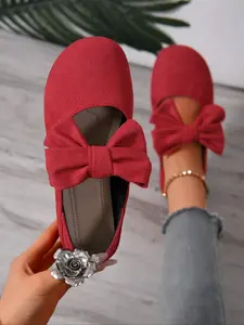 Women's Fashionable Bowknot Design Flat Shoes, Casual Comfortable Round Toe Flats for Daily Wear, Lightweight Breathable Shoes for All Seasons