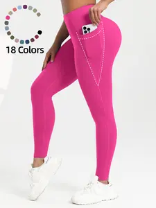 High Waist Yoga Leggings for Women with Tummy Control and Side Pockets, Comfortable Workout Pants for Gym and Daily Wear, Solid Sports Leggings