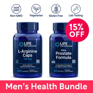 Life Extension Men's Health Bundle - L-Arginine & Ultra Prostate Formula - Supports Blood Circulation & Prostate Health Supplement Healthcare