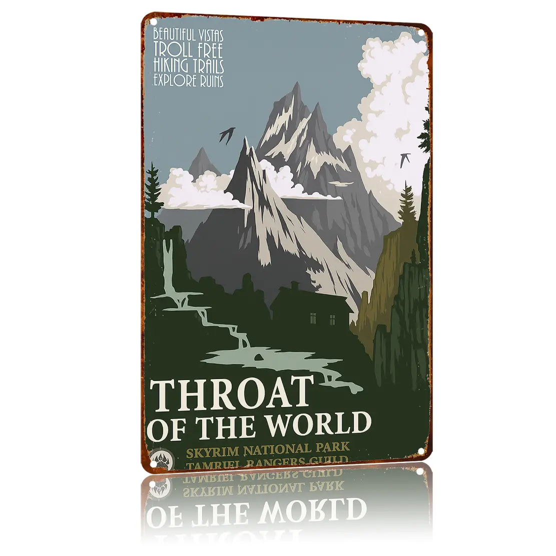 Vintage Skyrim Throat Of The World Aluminum Metal Nameplate Sign, 8x12 in Retro Look Metal Plaque, Home Decor for Living Room, Garden Wall Art,summervibes Yard Sign