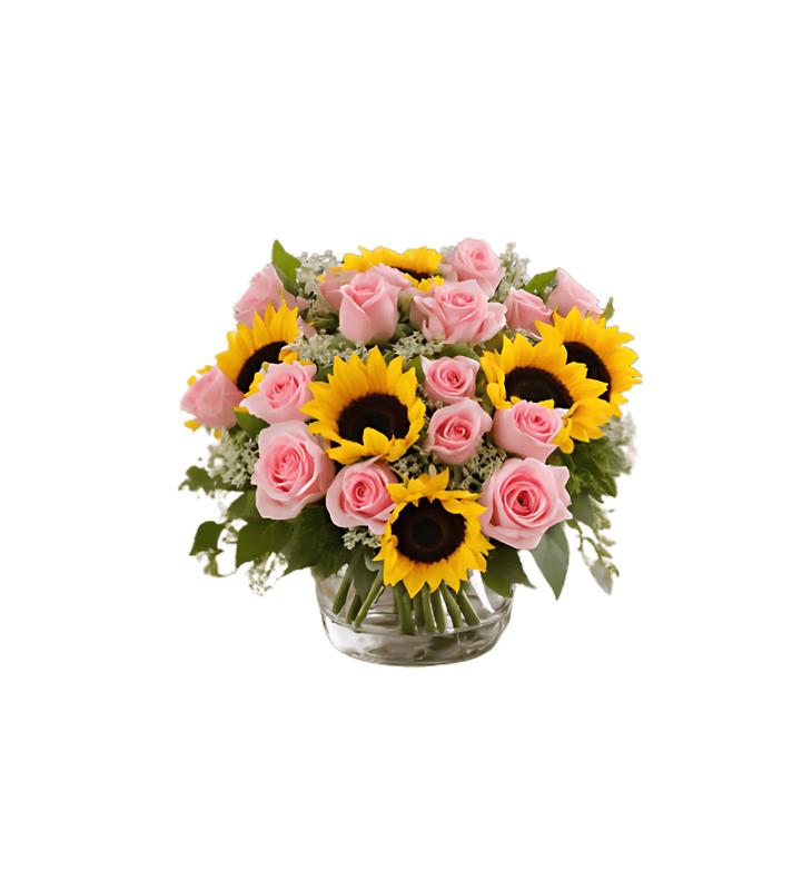 Shop Pink Rose and Sunflower Bouquet Arrangement