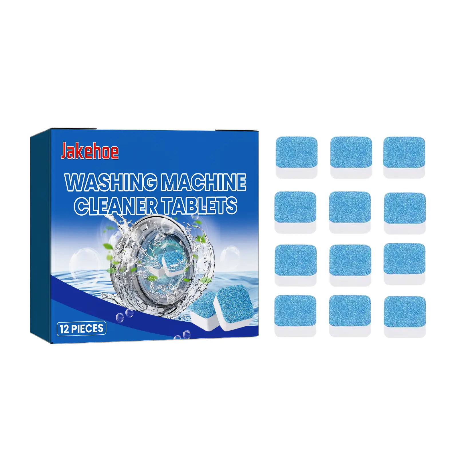 Home Supplies Laundry Washing Machine Tank Stain Remover Effervescent Tablets - 12 Pcs, Citric Acid & Sodium Hypochlorite Solid Cleaner, 2.5*2.5cm, 189.8g, 3-Year Shelf Life, Laundry Tools & Accessories