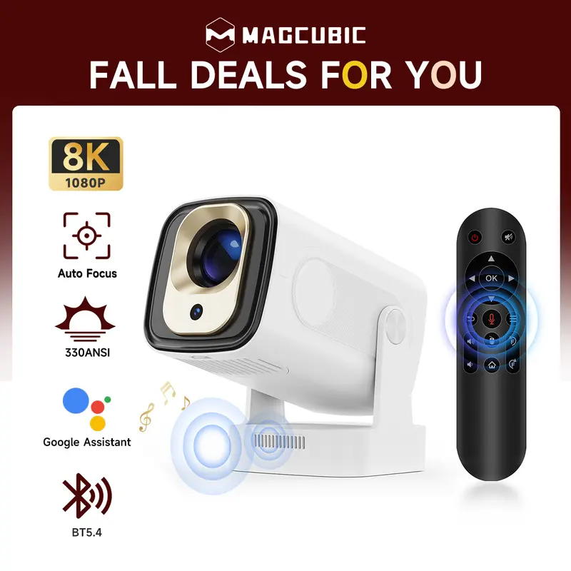 [US warehouse] Magcubic Auto Focus HY310 Projector 330ANSI Google Assistant 8K Decode Native 1080P BT5.4 WIFI6 Android 14 Built-in Speaker Allwinner H726 60Hz Reflash Home Cinema Mini Portable Projector Wireless Local #tiktokshopstockup