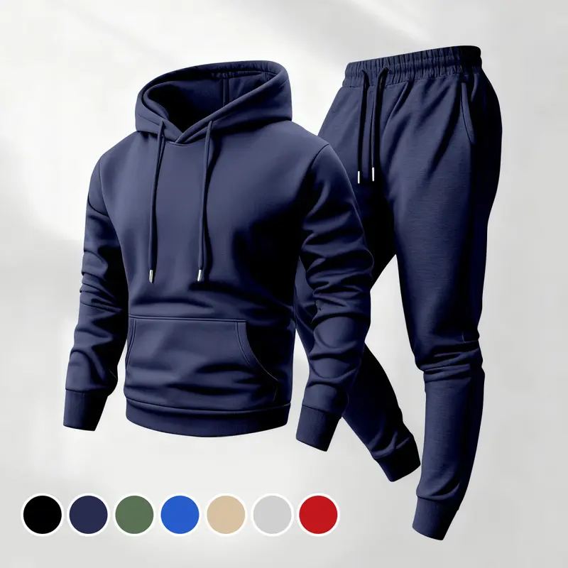 Men's Hoodie and Drawstring Sweatpants Set, Menswear, Casual Athletic Long Sleeve Hooded Jacket & Trousers for Fall & Winter, Men's Clothing for Daily Wear, Sportswear Indoor Outdoor, Tracksuit, Athleisure Summer Clothes