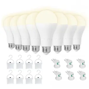 Rechargeable Emergency Light Bulbs 4 Pack Battery Powered LED 6000K Daylight E26 120V 12W 60W Equivalent 1200mAh for Home Camping Hurricanes Power Outage