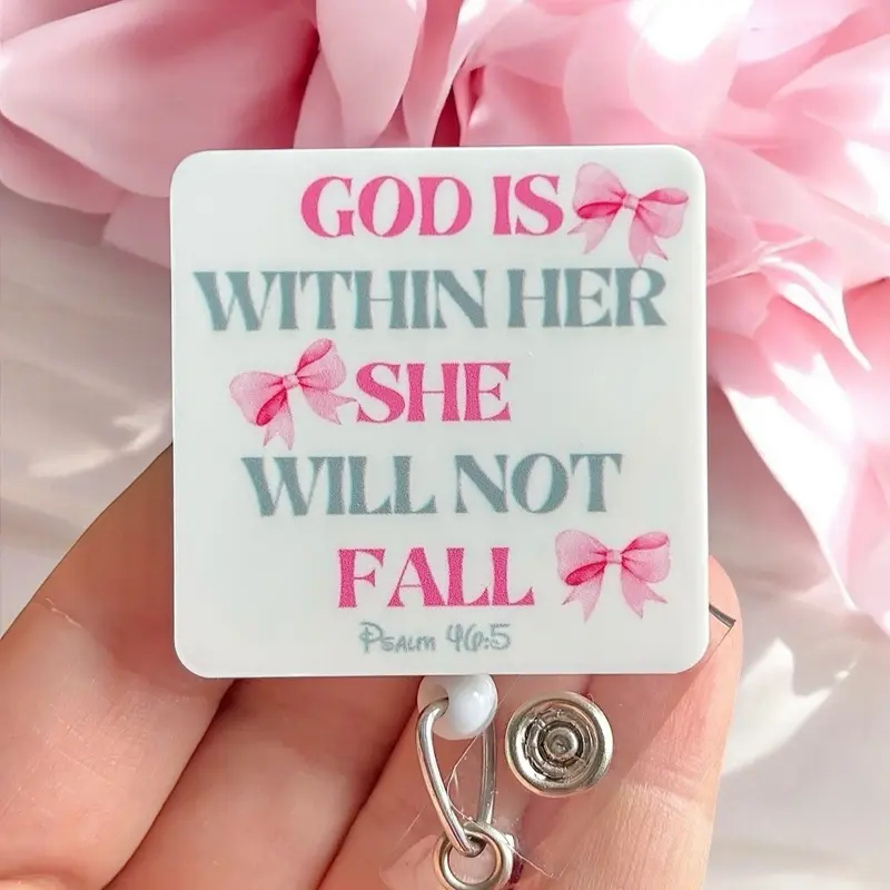 Glitter My Badge Scripture God is within her she will not fall badge reel for nurse and student nurse. Badge clip Badge pull - Retractable swivel clip with a 360 rotation. Great gift for coworker.