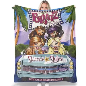 Bratz Blanket Throw Flannel Sleep Cozy Lightweight Ultra Soft Micro Blankets for Sofa Travel Air Conditioning Bedding It is an excellent gift for children, family and friends