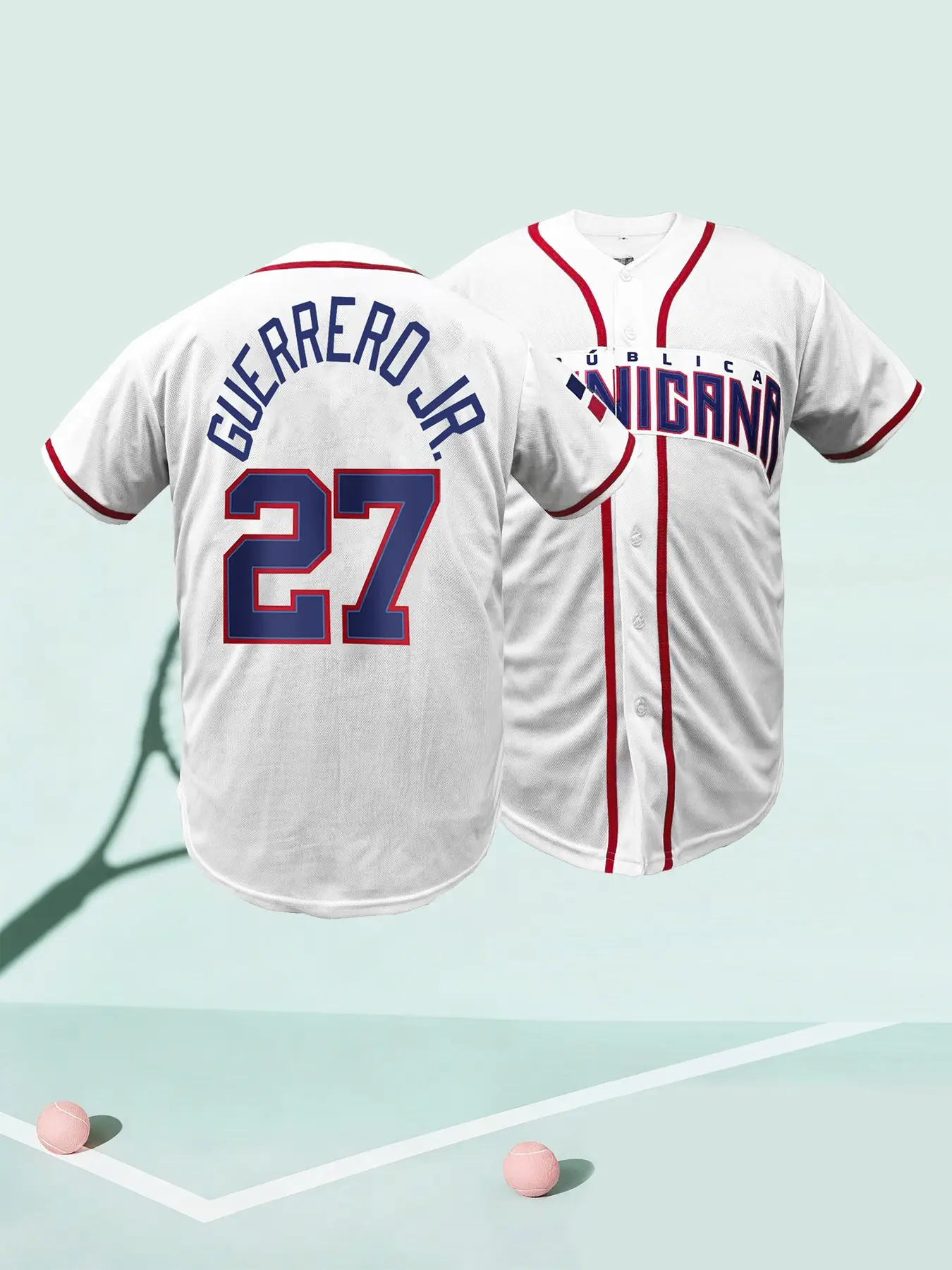 Dominicana #27 Stitched Baseball Jersey,Breathable Short Sleeve Baseball Shirt , Hip Hop Hipster Sportswear Button Down Shirts Sports Uniforms Men Women Jersey All Seasons Wear Sports Apparel Sports Clothing