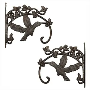 Sungmor Cast Iron Hanging Plant Brackets Decorative Plant Hanger, 2 Pack Wall Mounted Flower Pot Hooks, Outdoor Bird Feeder Hanger, Vintage Garden Hooks for Wind Chimes, Lanterns, Birdhouse