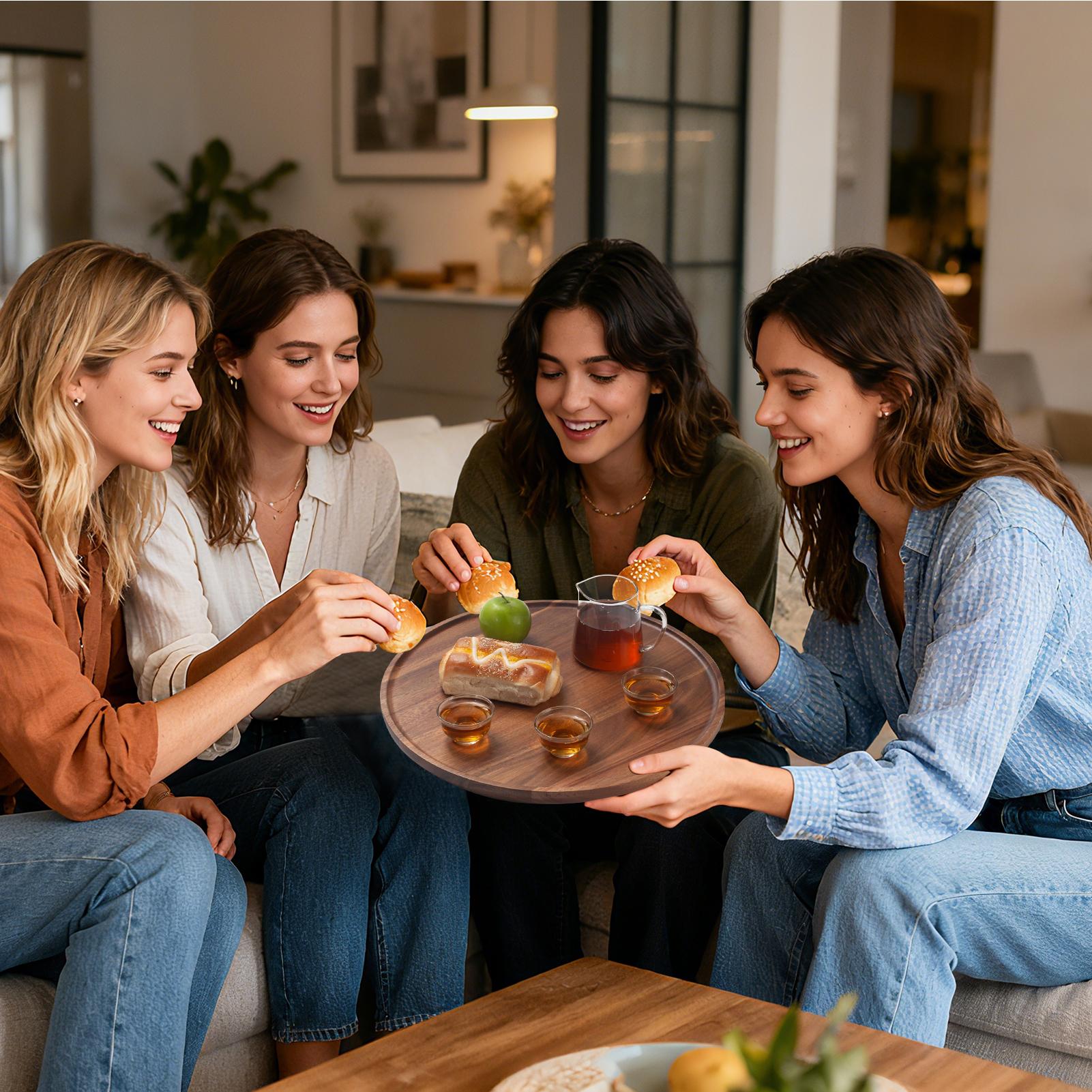 15PCS Round Wood Tray, Acacia Wooden Decorative Serving Tray for Coffee Table and Home Decor, Wooden Appetizer Charcuterie Board for Kitchen Countertop， Candle Holder Tray Home Decor，Wooden Appetizer Charcuterie Board for Kitchen