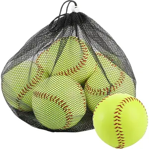 Softball 6 Pack - Official Size 12-Inch Slowpitch Softball, Unmarked & Leather Covered Training Ball for Games, Practice & Training