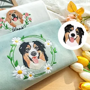 Custom Pet Embroidered Sweatshirt,Custom Dog Embroidered Hoodie,Personalized with Your Pet's Photo O