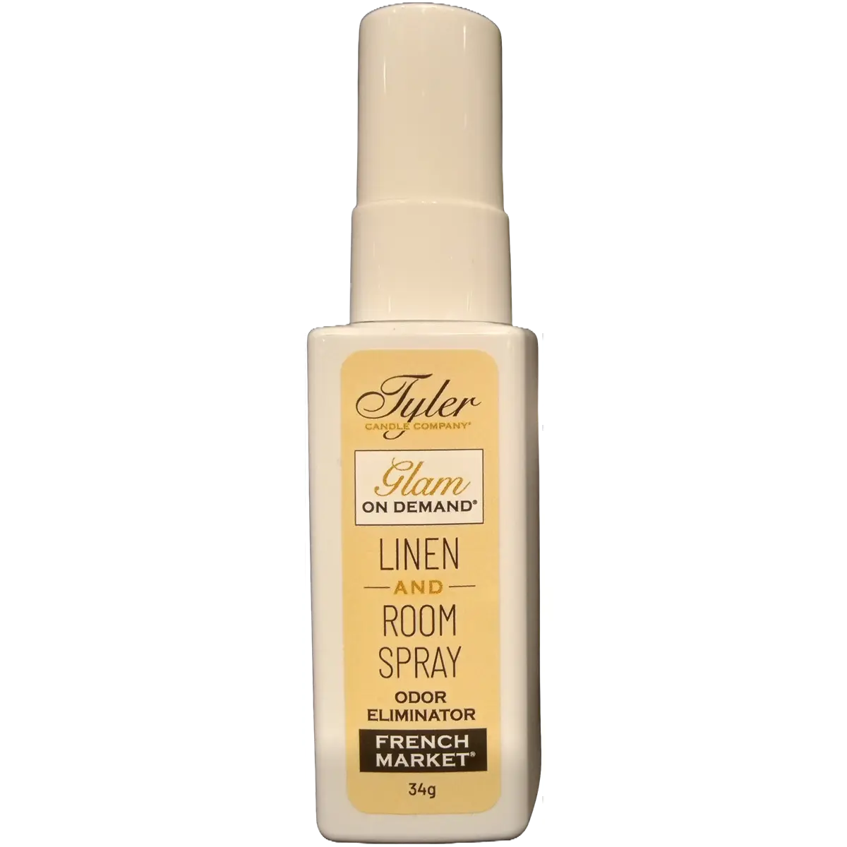 Tyler Candle Company Linen Room Spritz - Odor Eliminator, French Market Fragrance Indoor Linen & Room Freshener, Instant On Glam On Demand Liquid (1.2oz/34g), Indoors