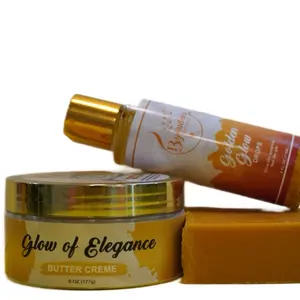 ByouDiva Golden Glow & Elegance Radiance Set Brightening Body Oil + Healing Body Butter Crème for Luminous, Soft Skin
