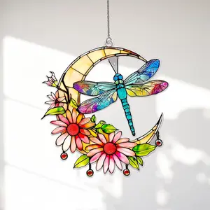 Celestial Dragonfly Flower Window Suncatcher, Nature Decor