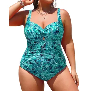 Daci Plus Size One Piece Women Swimsuits - Tummy Control Bathing Suits Full Coverage Ruched Twist Front Swimwear 2025