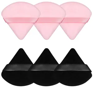 6 Pieces Powder Puff Face Makeup Sponge Soft Velour Triangle Powder Puffs for Loose Powder Setting Powder Cosmetic Foundation Beauty Sponge, Stocking Stuffers Gift for Women (Black, Pink)