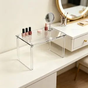 Adiison Acrylic Rectangular Display Riser,Clear Plant Stand with Shelf Riser,for Decor, Collectibles, Kitchen Organization, Shoe Displays  4-leg Acrylic Plant Clear Shelf Riser for Home Decor and Organizer Stand,