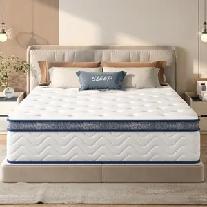 Queen Size Hybrid Mattress 12 Inch, Medium Firm Mattress with Individually Pocketed Innerspring & Memory Foam, Pressure Relief Bed Mattress in a Box, Hypoallergenic & Safe, 72H Expansion