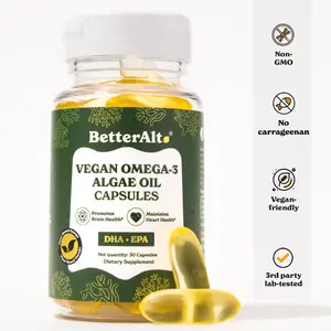 BetterAlt Brain Focus Capsules | Vegan Omega-3 Algae Oil (1000 mg) |  501 mg DHA | 6 mg EPA | Cognitive & Mood Support | 30 Vegan Softgel Capsules