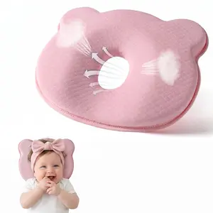 Baby Memory Foam Pillow, Portable Baby Pillow Hypoallergenic Prevent Flat Head Neck Support for Infant Sleeping Soft and Cozy Breathable for Bebe Travel