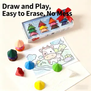 COLORARTS 12 Christmas Tree Crayons Washable Non Toxic 3D Grip Toys for Kids 3+ Fine Motor Skills Supa Crayon Case Perfect Holiday Gift Set