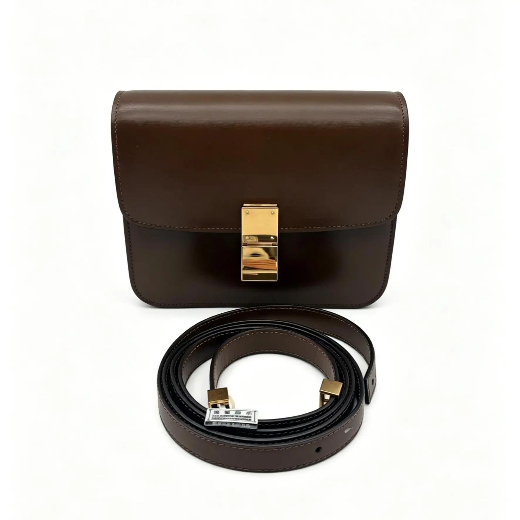 Pre-owned Celine Fashionable Box Bag, Compact Handbag Shoulder Purse, Brown Small Shoulder Bag (18.5*6*15cm, th36057015)