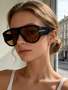 Vintage Oversized Sunglasses, Trendy Casual Sunglasses for Women & Men, Fashion Accessories for Everyday Use and Outdoor Activities, Trendy Beach Eyewear, Stylish Glasses