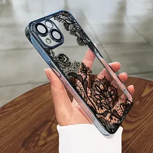 Lace print pattern design mobile phone case for iphone 16 15 14 plus 13 12 11 pro max soft shockpoof casing black preservation cases women preserve cover