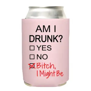 Funny Beer Can Cooler - Am I Drunk Bitch I Might Be - Funny Can Coolies Drink Accessory Gift Ideas - Can Cooler Drink Accessory Gift Drinkware