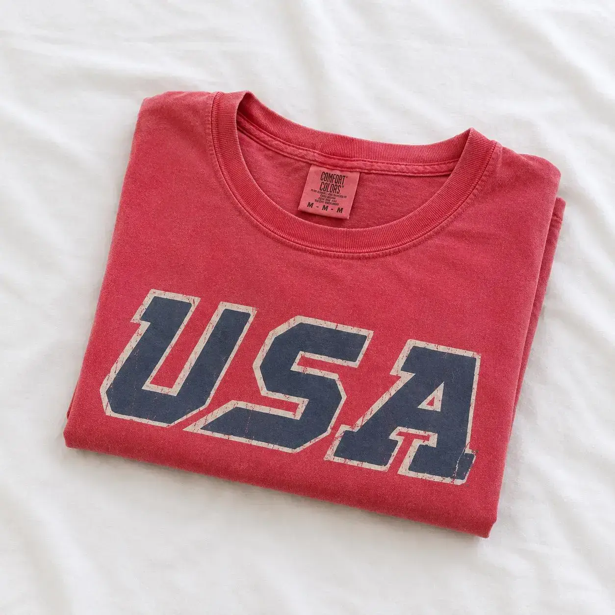 Comfort Colors 100% Cotton Unisex Vintage USA Tee, Patriotic July 4th Red White and Blue Shirt, America 250th Birthday Celebration Tee, Retro Independence Day Gift Shirt