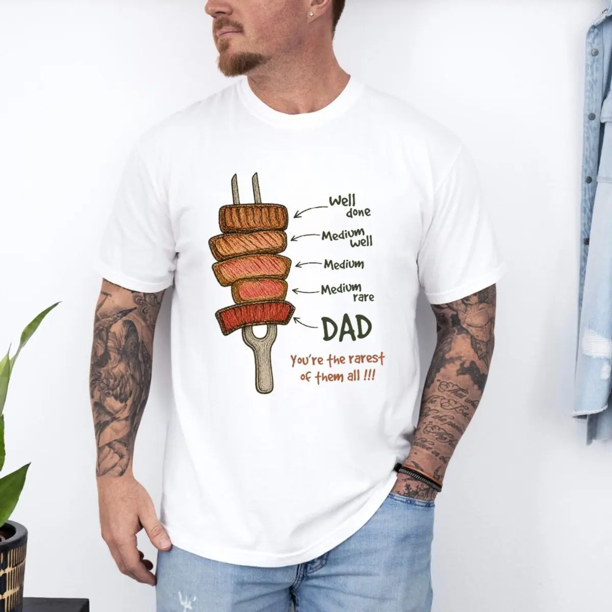 Dad Bbq Grilling Shirt, You Are The Rarest Of Them All Tee, Fathers Day Gift T Shirt, Dad Steak Lover Top, Cooking Papa Apparel , Unisex Short Sleeve Tee, Graphic Streetwear T-Shirt