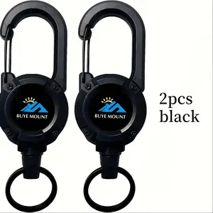2-Pack Heavy Duty Retractable Keychain Suit with Wire Rope, Lanyard and Climbing Button Carabiner-Perfect for Outdoor Camping, Hiking and Fishing | Multifunctional Tool Badge and ID Card Clip