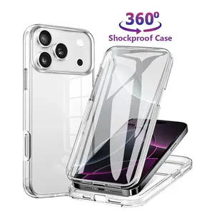 360° Screen Flim Front+Back Case Phone Protective Cover for iPhone 17 Air 16 16E 15 14 Pro Max Plus 13 12 11 SE4 Clear Shockproof Acrylic Cover
